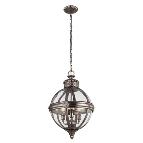 Adams 3 Light Pendant Chandelier in Antique Nickel, Bronze & Brass Finsihes