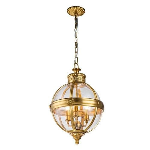 Adams 3 Light Pendant Chandelier in Burnished Brass FE-ADAMS-3P-BB