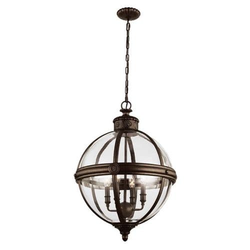 Adams 4 Light Pendant Chandelier British Bronze FE-ADAMS-4P-BRZ