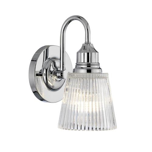 Addison 1 Light Wall Light IP44 Polished Chrome with Ribbed Glass QN-ADDISON1-BATH