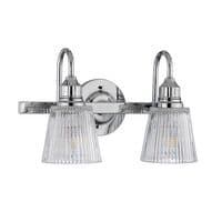 Addison 2 Light Wall Light IP44 Polished Chrome with Ribbed Glass QN-ADDISON2-BATH