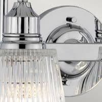 Addison 2 Light Wall Light IP44 Polished Chrome with Ribbed Glass QN-ADDISON2-BATH