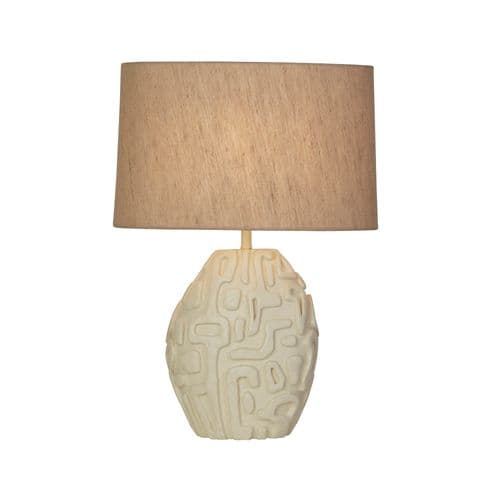 Adelaide 1Lt Table Lamp, Cream Resin with Oatmeal Linen Shad