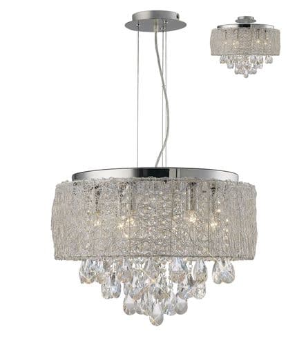 Adeline 50cm Pendant 6 Light E14 Polished Chrome/Crystal