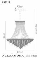 Adrian Pendant 18 Light E14 Gold and Crystal 29.5kg