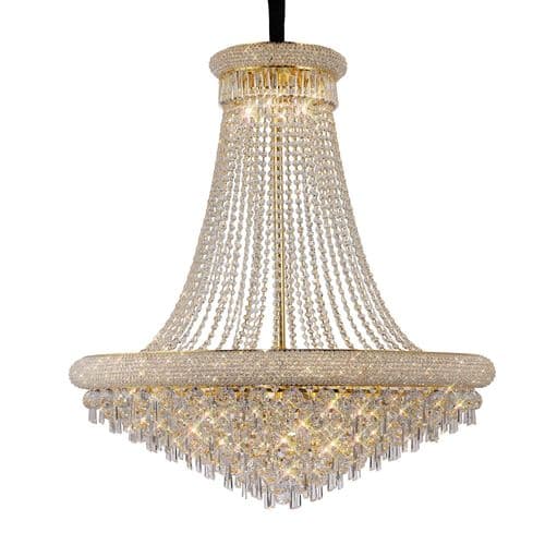 Adrian Pendant 20 Light E14 Gold and Crystal 45kg