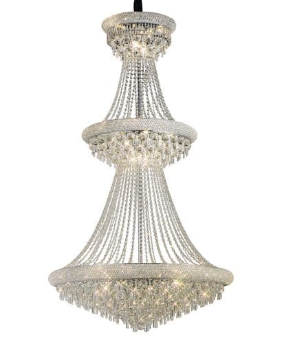 Adrian Pendant 3 Tier 29 Light E14 Polished Chrome and Crystal (Pallet Only), Requires Construction