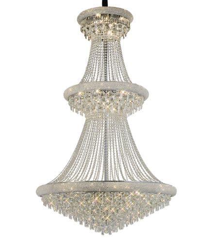 Adrian Pendant 3 Tier 37 Light E14 Polished Chrome and Crystal (Pallet Only), Requires Construction