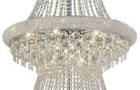 Adrian Pendant 3 Tier 37 Light E14 Polished Chrome and Crystal (Pallet Only), Requires Construction