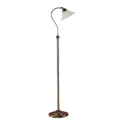 Adjustable Floor Lamp - Antique Brass Metal & Scavo Glass