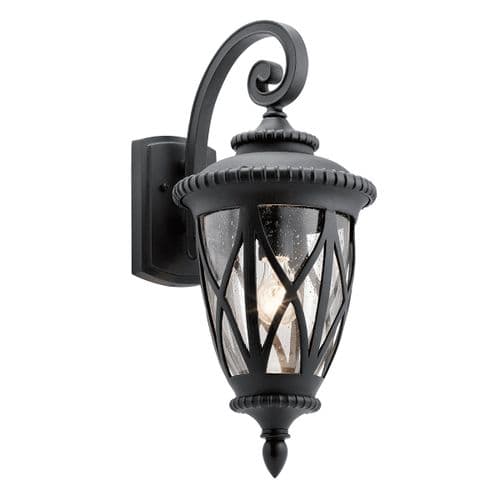 Admirals Cove 1 Light Wall Lantern Large Textured Black with Seeded Glass KL-ADMIRALS-COVE-L