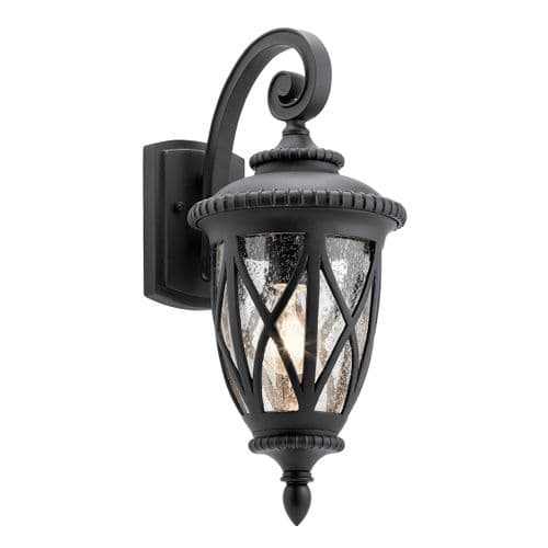 Admirals Cove 1 Light Wall Lantern Medium Textured Black with Seeded Glass KL-ADMIRALS-COVE-M