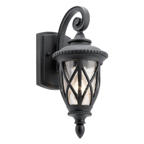 Admirals Cove 1 Light Wall Lantern Small Textured Black with Seeded Glass KL-ADMIRALS-COVE-S