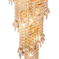 Adrian Crystal Chandelier Pendant 4 Layer Spiral 49 Light E14 Gold/Crystal