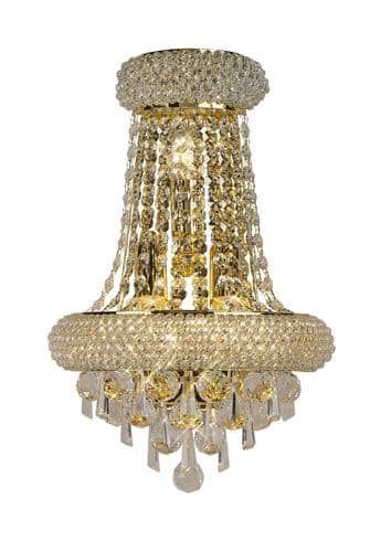 Adrian Wall Lamp Tall 3 Light E14 Gold and Crystal