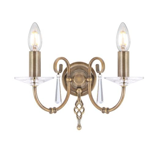 Aegean 2 Light Wall Light in Aged Brass AG2-AGED-BRASS