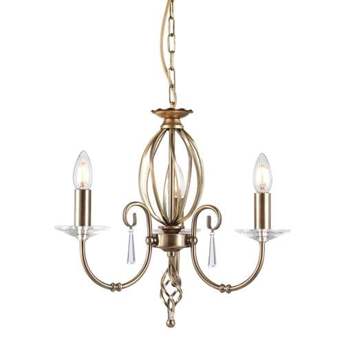 Aegean 3 Light Chandelier in Aged Brass AG3-AGED-BRASS