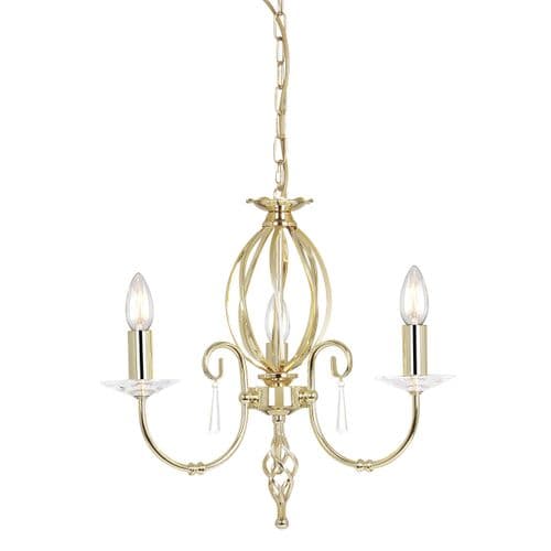 Aegean 3 Light Chandelier in Polished Brass AG3-POL-BRASS