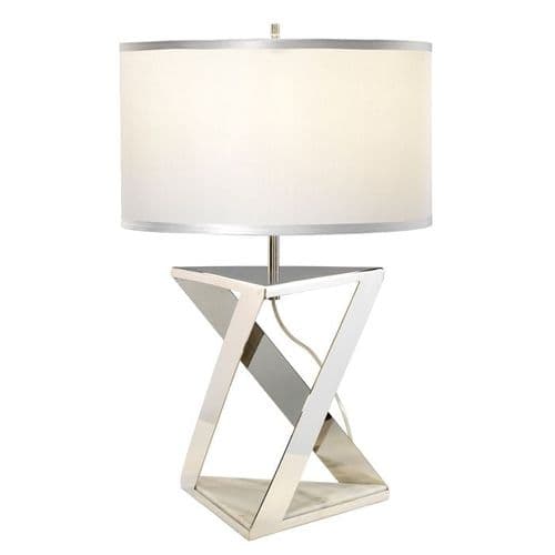 Aegeus 1 Light Table Lamp Polished Nickel with Marble Base & Silver Grey Shade AEGEUS-TL