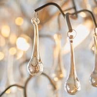 Aged gold branch linear chandelier with glass droplets FOE104242