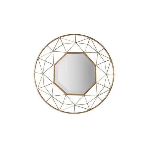 Aged gold round bevelled mirror FOE109506