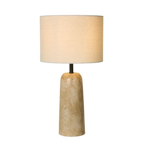 Agra Table Lamp -  Travertine effect & Fabric Shade
