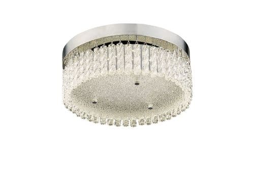 Aiden 30cm Small Round Flush Ceiling 18W 1600lm LED 4200K Polished Chrome/Glass