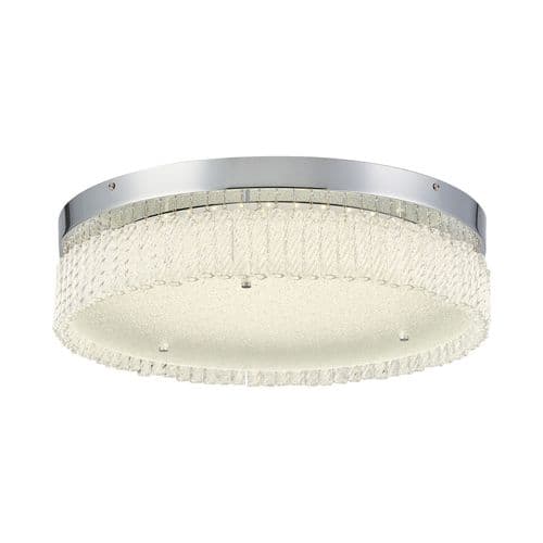 Aiden 50cm Round Flush Ceiling 30W LED, 4200K, 2700lm, Polished Chrome/Glass