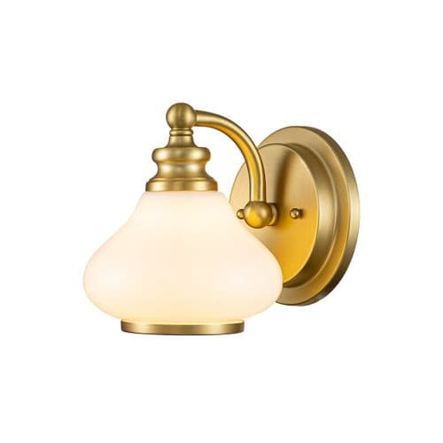 Ainsley 1 Light Bathroom IP44 Wall Light Brushed Brass HK-AINSLEY1-BATH-BB