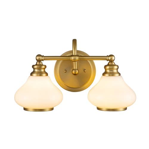 Ainsley 2 Light Bathroom Wall Light IP44 Wall Light in Brushed Brass HK-AINSLEY2-BATH-BB
