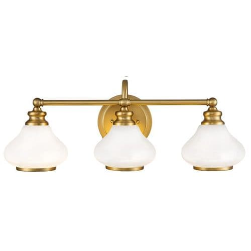 Ainsley 3 Light Bathroom Wall Light IP44 Wall Light in Brushed Brass HK-AINSLEY3-BATH-BB