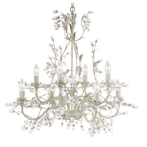 Alamandite 8Lt Pendant - Cream & Gold Metal & Glass Drops
