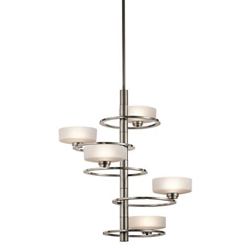 Aleeka 5 Light Chandelier Pewter with Opal Glasses