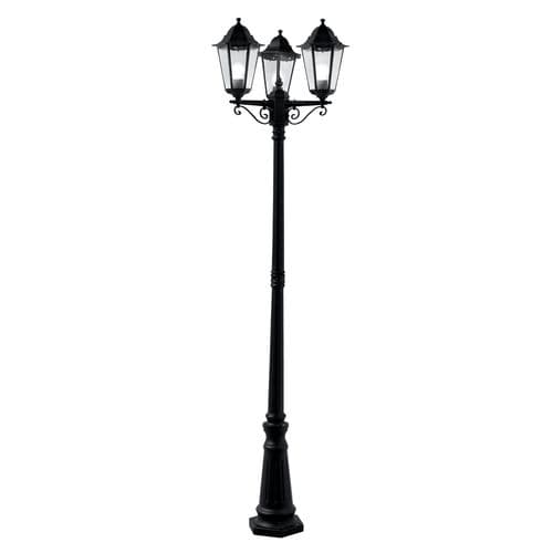 Alex 220cm 3Lt Outdoor Post - Silk Black Metal & Glass, IP44
