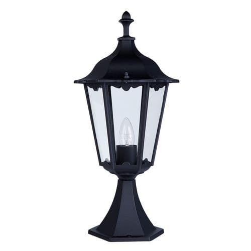Alex 55cm Outdoor Post - Silk Black Metal & Glass , IP44