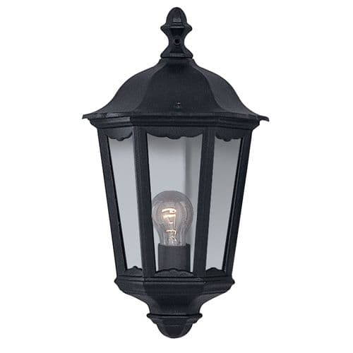 Alex Outdoor Wall Light 1 Light Black Half Lantern