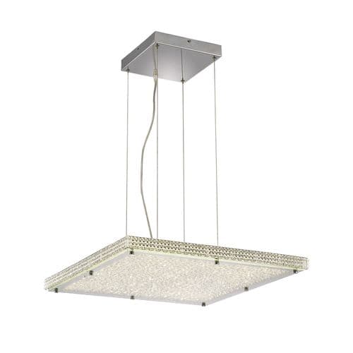 Alexander Square Pendant 44W 3900lm LED 4000K Stainless Steel/Crystal, 3yrs Warranty