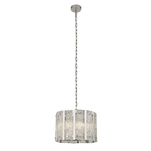 Alexandra 5Lt Pendant - Satin Silver & Aquatex Glass