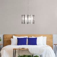 Alexandra 5Lt Pendant - Satin Silver & Aquatex Glass