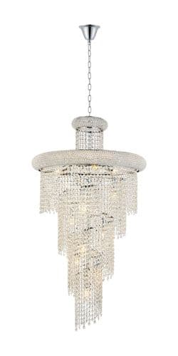 Alexandra 60cm Pendant 2 Layer Spiral 14 Light E14 Polished Chrome/Crystal