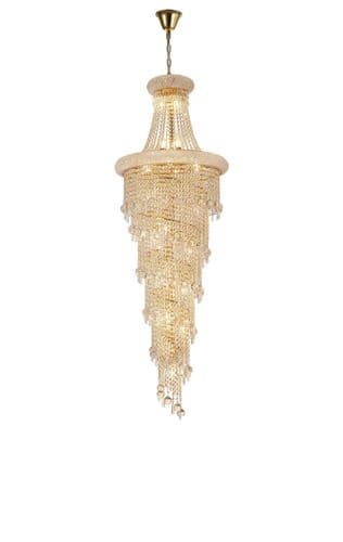 Alexandra 60cm Pendant 4 Layer Spiral 25 Light E14 Gold/Crystal