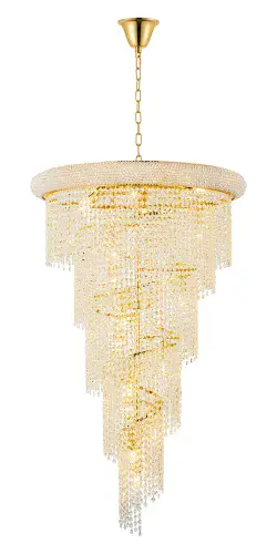 Alexandra 70cm Pendant Spiral 20 Light E14 Gold/Crystal IL32963GO