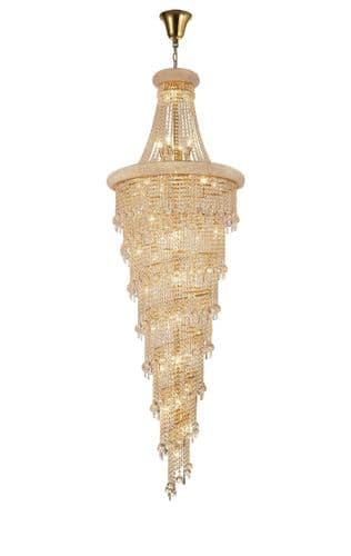 Alexandra 78cm Pendant 4 Layer Spiral 49 Light E14 Gold/Crystal