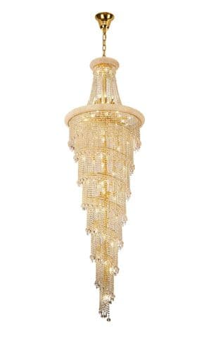Alexandra 95cm Pendant 7 Layer Spiral 63 Light E14 Gold/Crystal