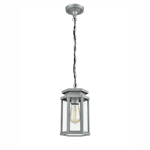 Alfesco Exterior Pendant 1 Light Silver Metallic Grey Clear Glass GSBEXT6624