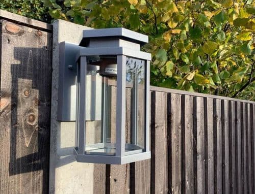 Alfesco Exterior Wall Light Silver Metallic Grey Clear Glass GSBEXT6623