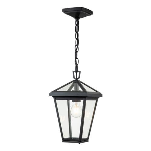 Alford Place 1 Light Small Chain Lantern Black with Seeded Glass QN-ALFORD-PLACE8-S-MB