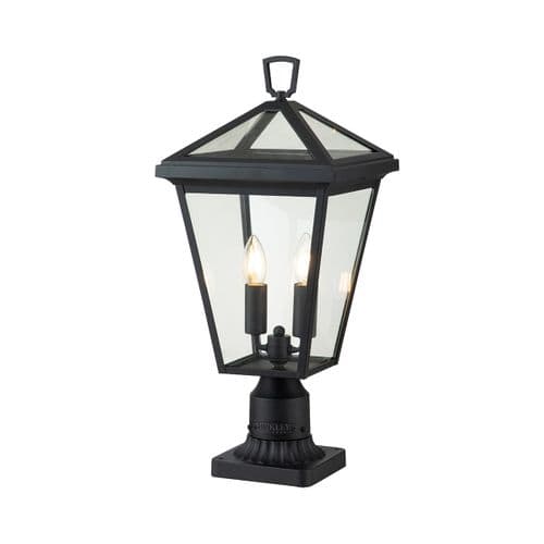 Alford Place 2 Light Black Pedestal Lantern QN-ALFORD-PLACE3-M-MB