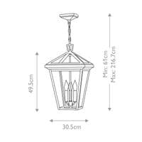 Alford Place 3 Light Black Large Chain Lantern QN-ALFORD-PLACE8-L-MB