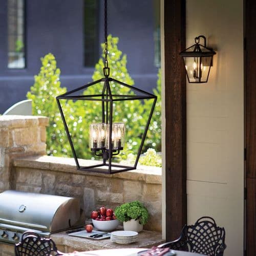 Alford Place 4 Light Black Outdoor Pendant QN-ALFORD-PLACE-4P-MB